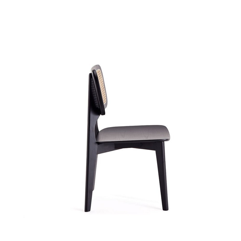 Versailles Square Dining Chair in Black and Natural Cane - Set of 2 MHC-DCCA01-BK