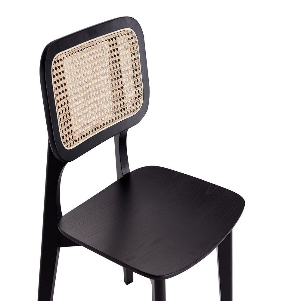 Versailles Square Dining Chair in Black and Natural Cane - Set of 2 MHC-DCCA01-BK