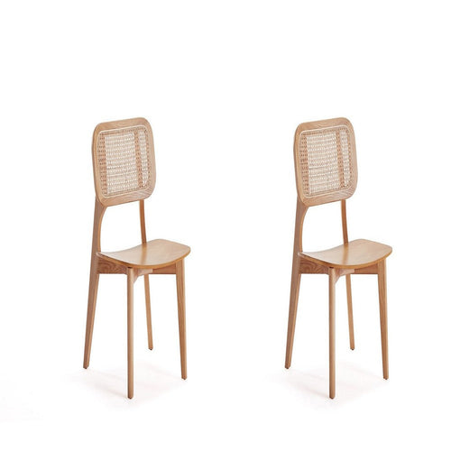 Versailles Square Dining Chair in Nature Cane - Set of 2