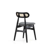 Colbert Dining Chair in Black and Cane with Grey Upholstered Seating - Set of 2 MHC-DCCA02-GY
