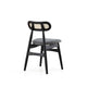 Colbert Dining Chair in Black and Cane with Grey Upholstered Seating - Set of 2 MHC-DCCA02-GY