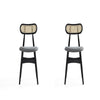 Colbert Dining Chair in Black and Cane with Grey Upholstered Seating - Set of 2