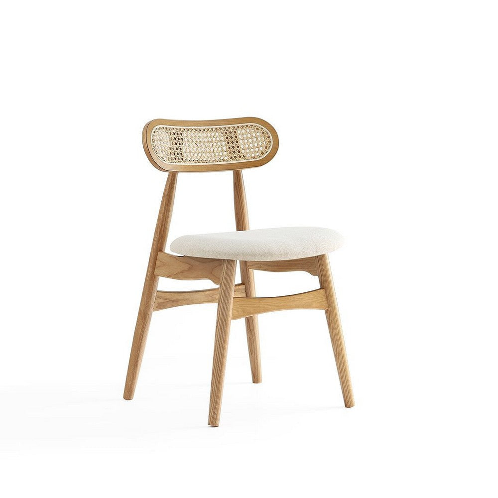 Colbert Dining Chair in Nature and Cane with Oatmeal Upholstered Seating - Set of 2 MHC-DCCA02-OM