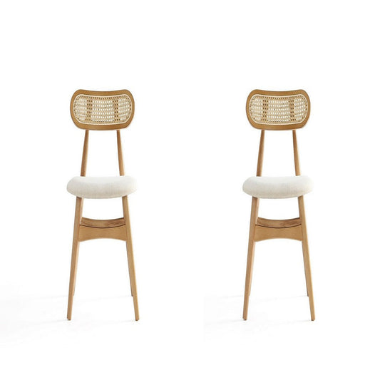 Colbert Dining Chair in Nature and Cane with Oatmeal Upholstered Seating - Set of 2