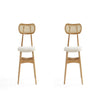 Colbert Dining Chair in Nature and Cane with Oatmeal Upholstered Seating - Set of 2