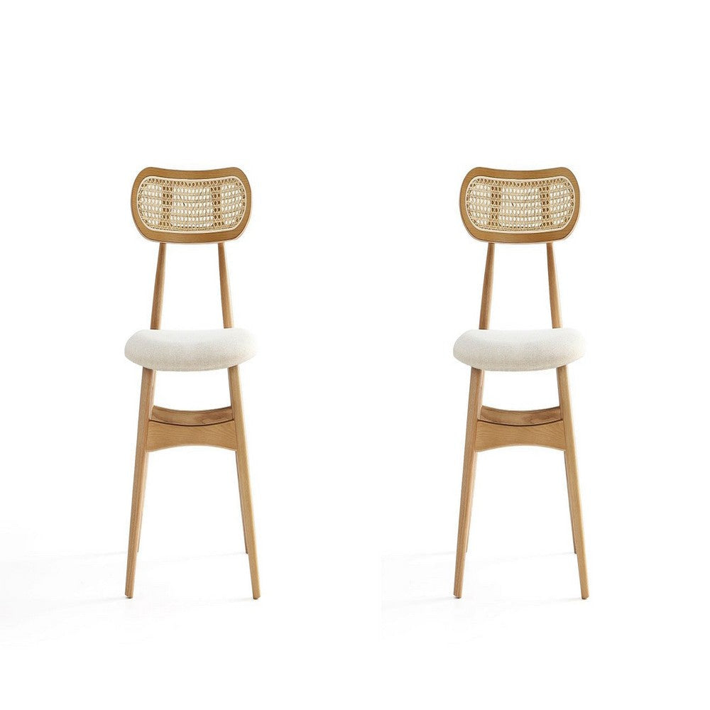 Colbert Dining Chair in Nature and Cane with Oatmeal Upholstered Seating - Set of 2