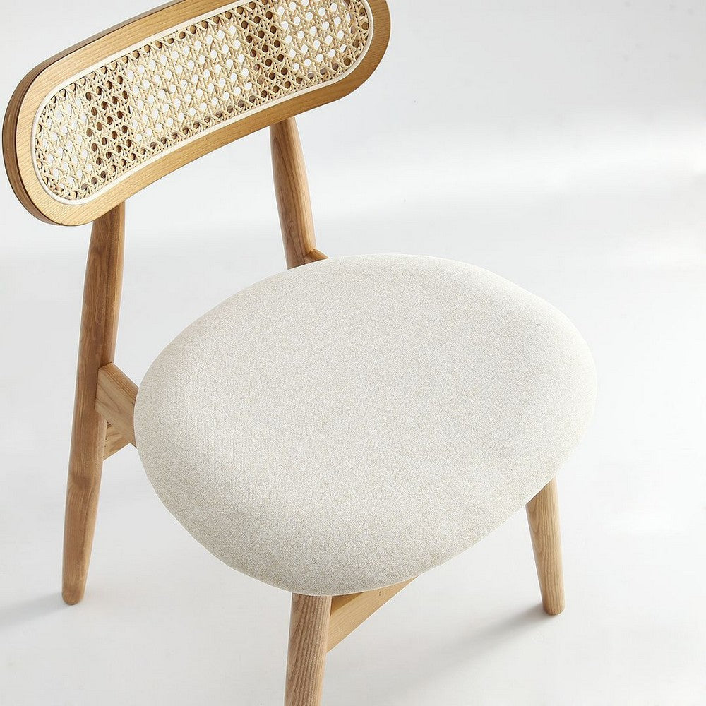 Colbert Dining Chair in Nature and Cane with Oatmeal Upholstered Seating - Set of 2 MHC-DCCA02-OM