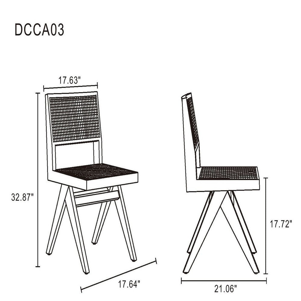 Hamlet Dining Chair in Black and Natural Cane - Set of 2 MHC-DCCA03-BK