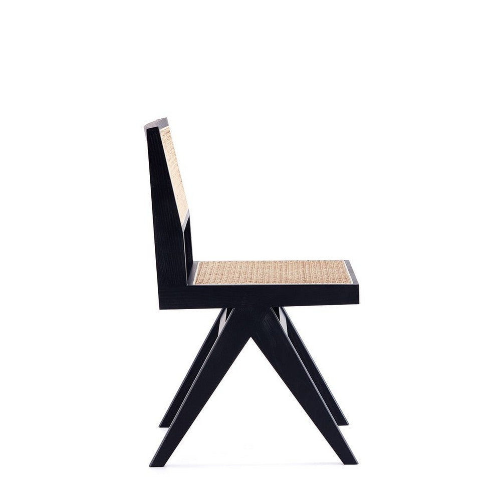 Hamlet Dining Chair in Black and Natural Cane - Set of 2 MHC-DCCA03-BK