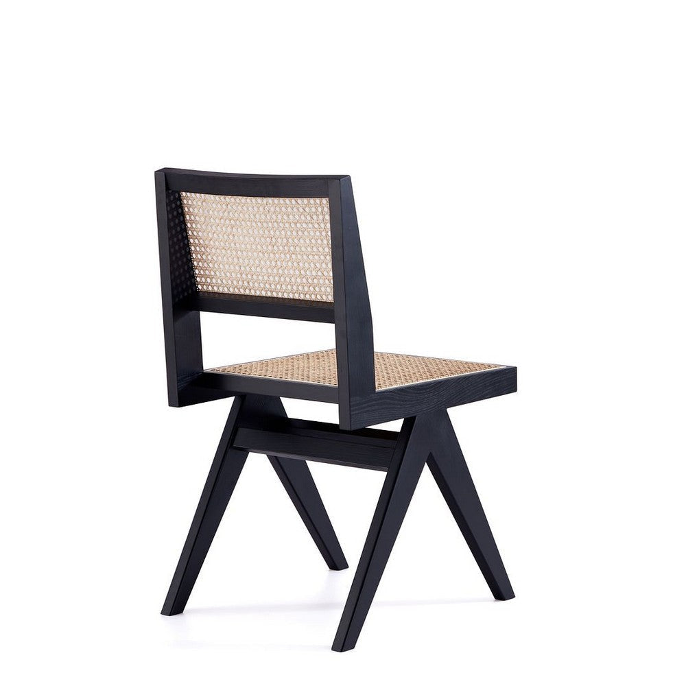 Hamlet Dining Chair in Black and Natural Cane - Set of 2 MHC-DCCA03-BK
