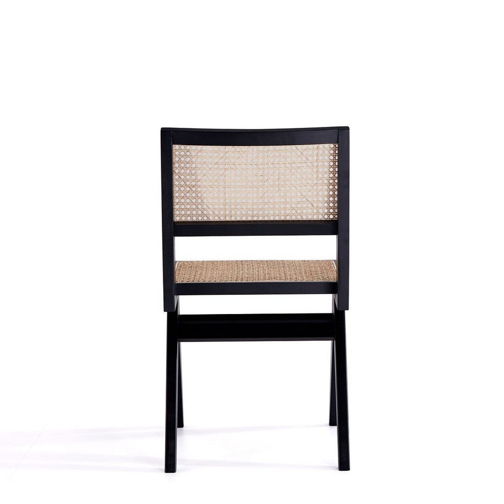 Hamlet Dining Chair in Black and Natural Cane - Set of 2 MHC-DCCA03-BK