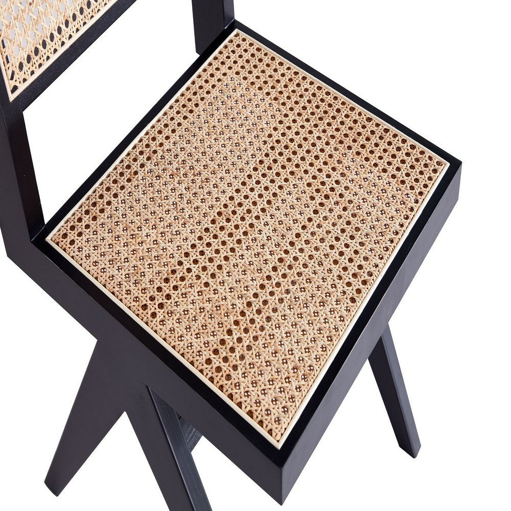 Hamlet Dining Chair in Black and Natural Cane - Set of 2 MHC-DCCA03-BK