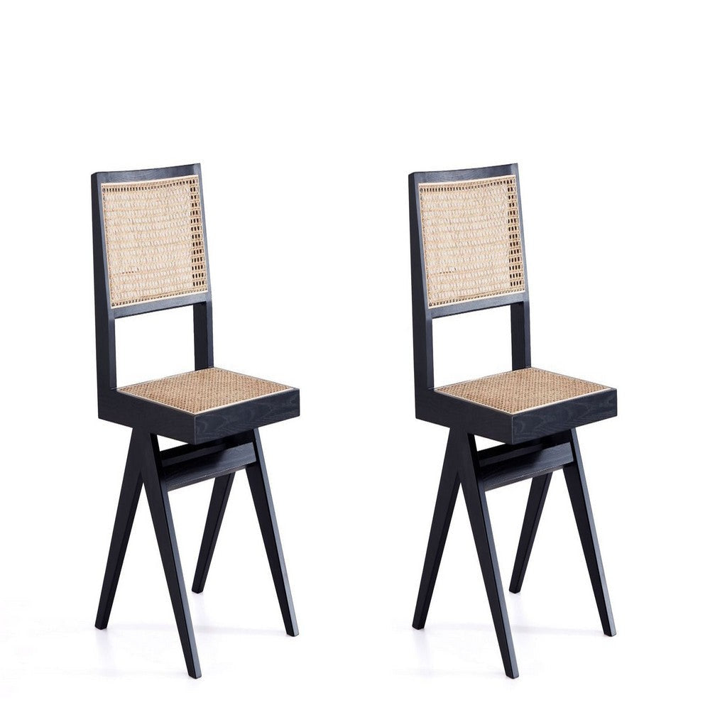 Hamlet Dining Chair in Black and Natural Cane - Set of 2
