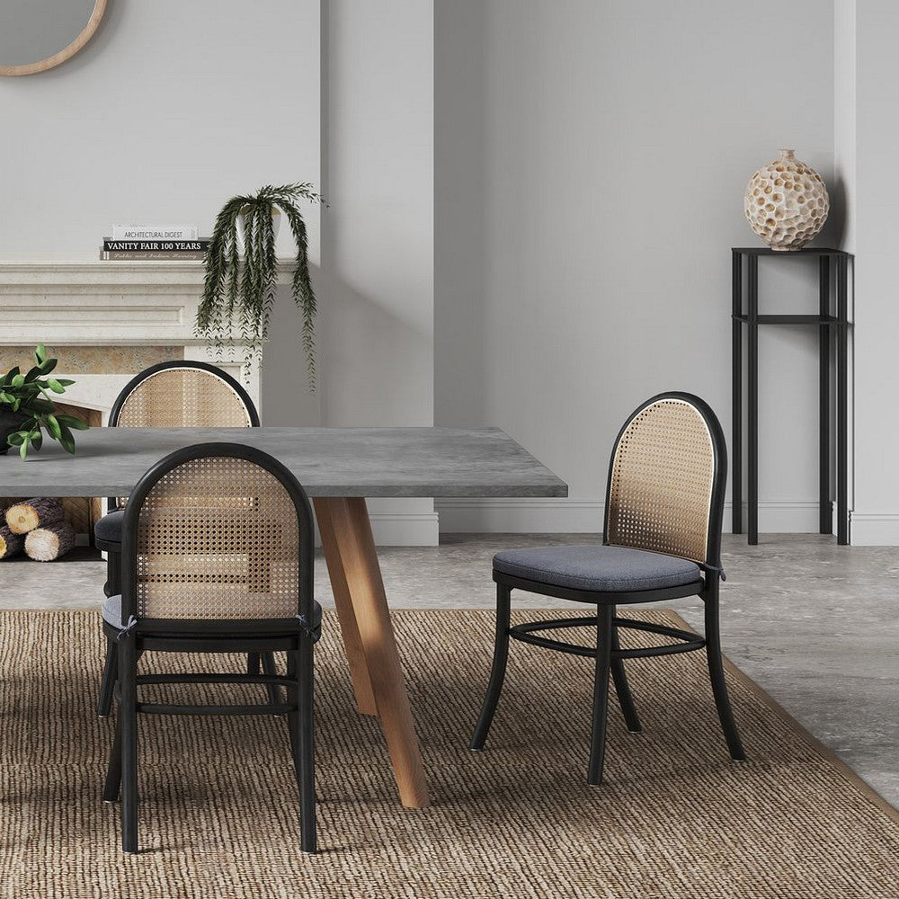 Paragon Dining Chair 1.0 with Grey Cushions in Black and Cane - Set of 2 MHC-DCCA05-GY