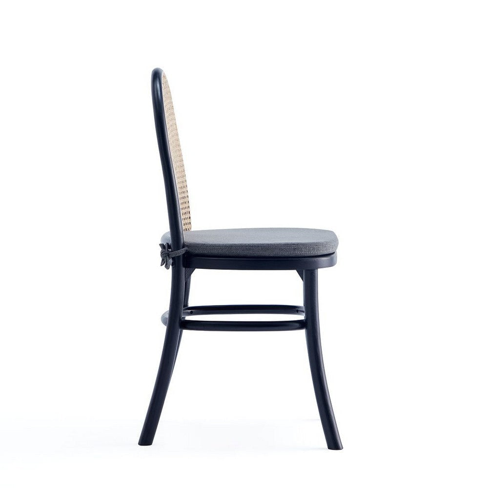 Paragon Dining Chair 1.0 with Grey Cushions in Black and Cane - Set of 2 MHC-DCCA05-GY