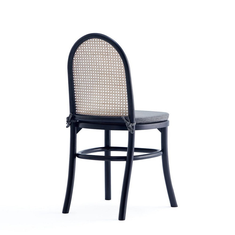 Paragon Dining Chair 1.0 with Grey Cushions in Black and Cane - Set of 2 MHC-DCCA05-GY