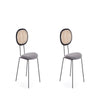 Jardin Dining Chair in Black with Cane and Grey Upholstered Seating - Set of 2