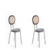 Jardin Dining Chair in Black with Cane and Grey Upholstered Seating - Set of 2
