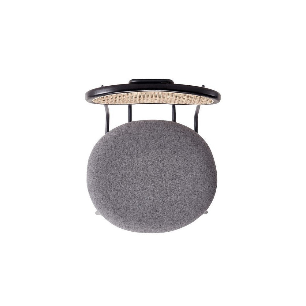 Jardin Dining Chair in Black with Cane and Grey Upholstered Seating - Set of 2 MHC-DCCA06-GY