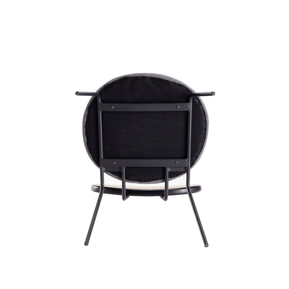 Jardin Dining Chair in Black with Cane and Grey Upholstered Seating - Set of 2 MHC-DCCA06-GY