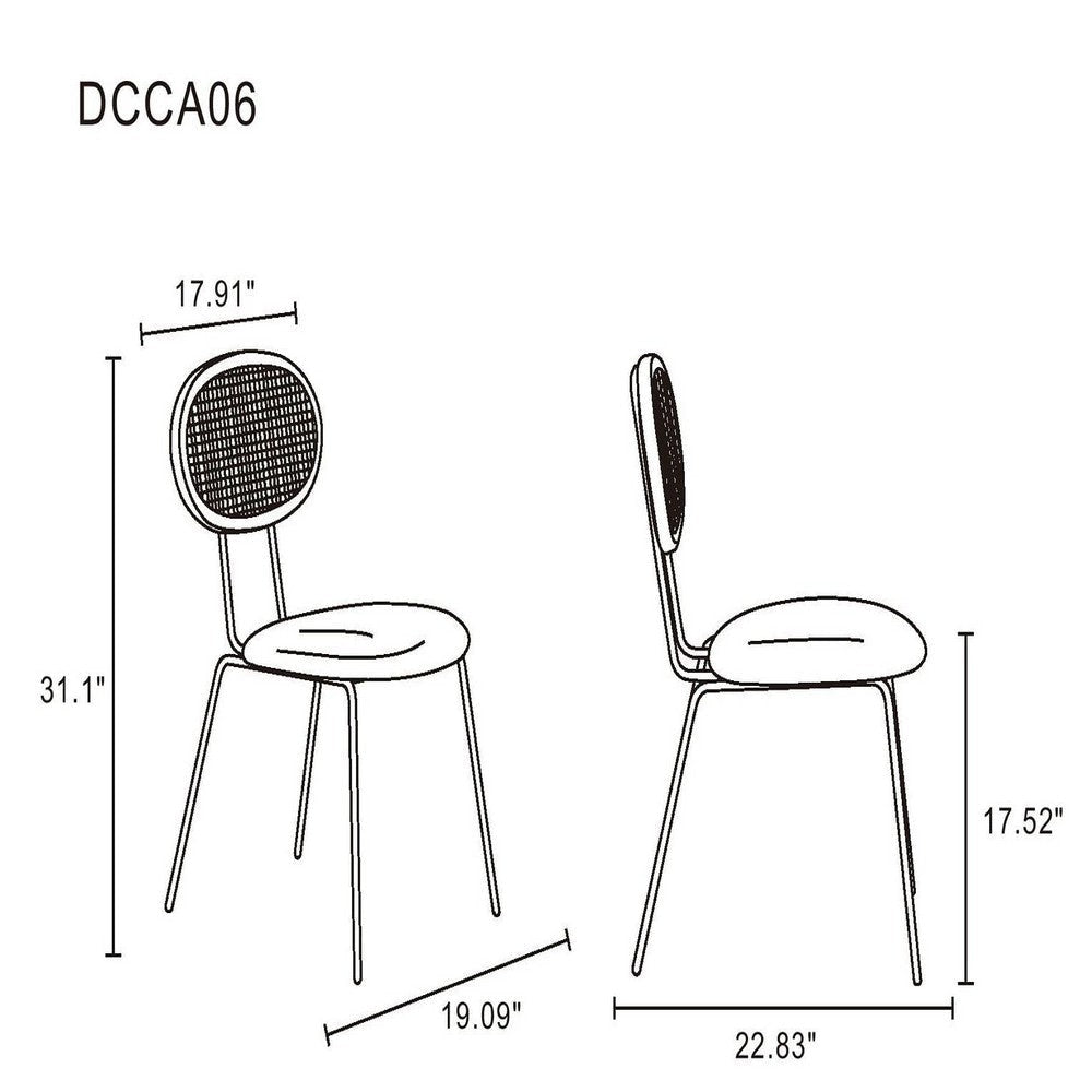 Jardin Dining Chair in Nature Cane and Oatmeal Upholstered Seating - Set of 2 MHC-DCCA06-OM