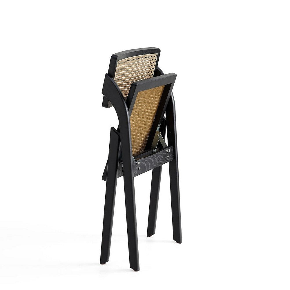 Lambinet Folding Dining Chair in Black and Natural Cane - Set of 2 MHC-DCCA07-BK