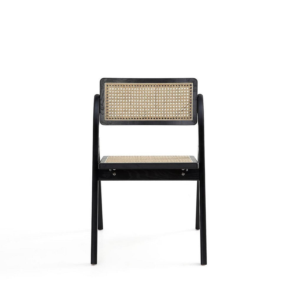 Lambinet Folding Dining Chair in Black and Natural Cane - Set of 2 MHC-DCCA07-BK