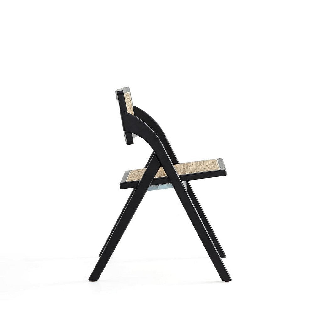 Lambinet Folding Dining Chair in Black and Natural Cane - Set of 2 MHC-DCCA07-BK