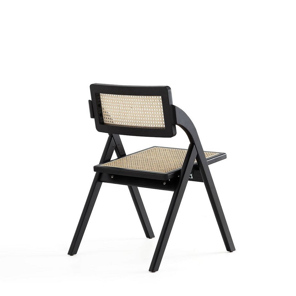 Lambinet Folding Dining Chair in Black and Natural Cane - Set of 2 MHC-DCCA07-BK