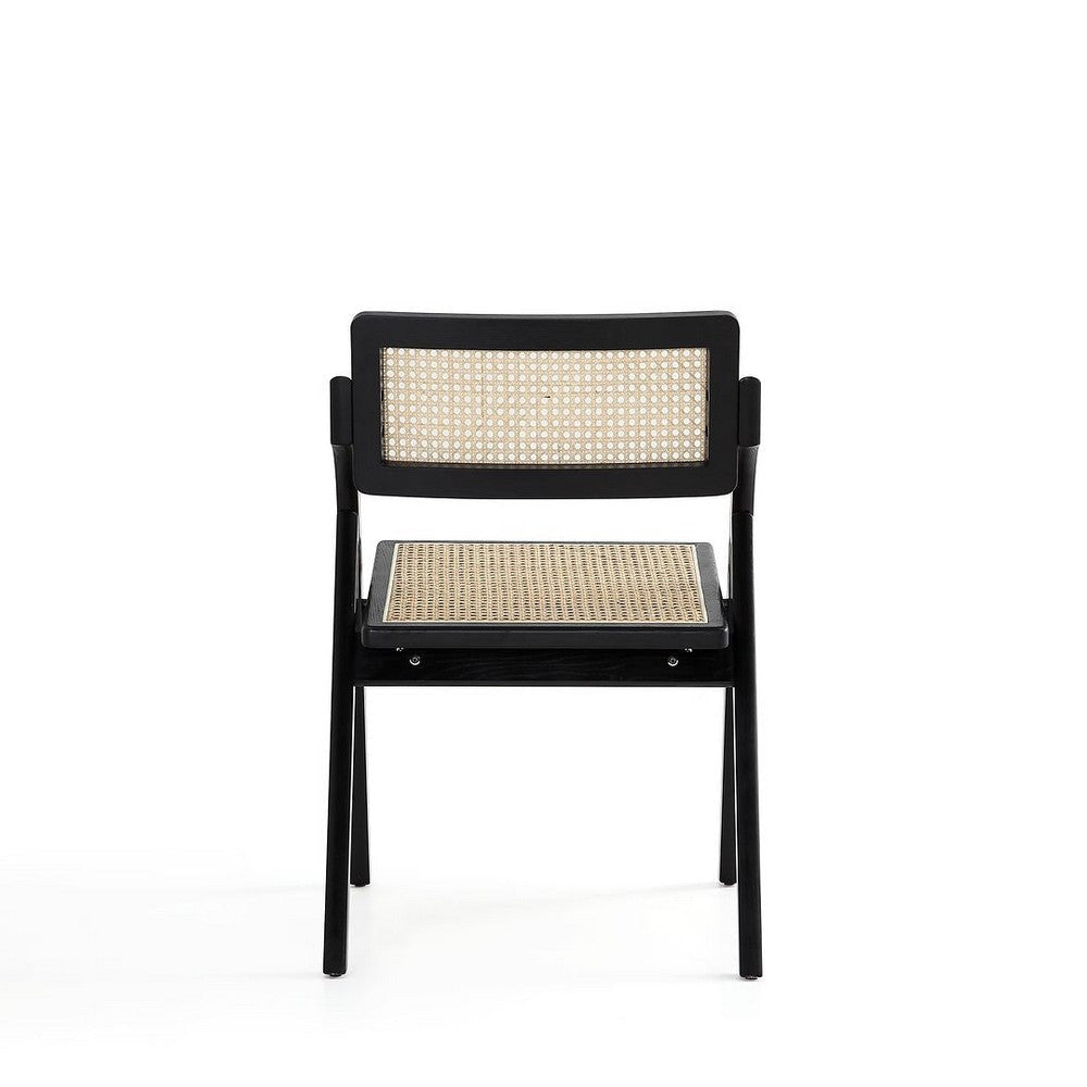 Lambinet Folding Dining Chair in Black and Natural Cane - Set of 2 MHC-DCCA07-BK