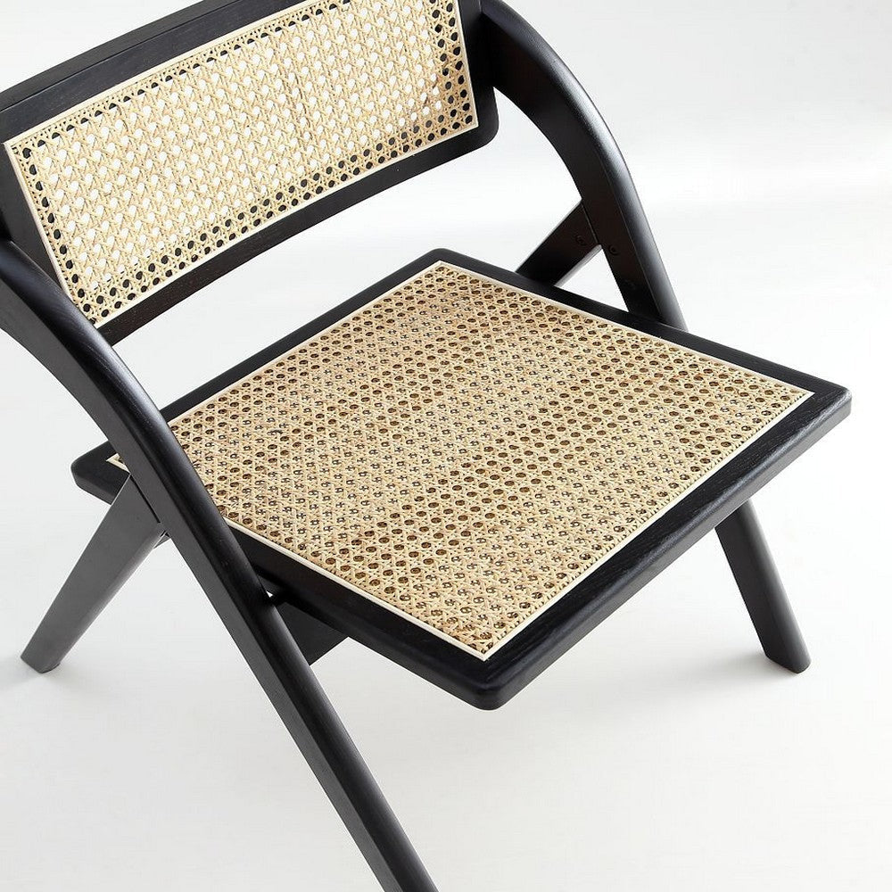 Lambinet Folding Dining Chair in Black and Natural Cane - Set of 2 MHC-DCCA07-BK