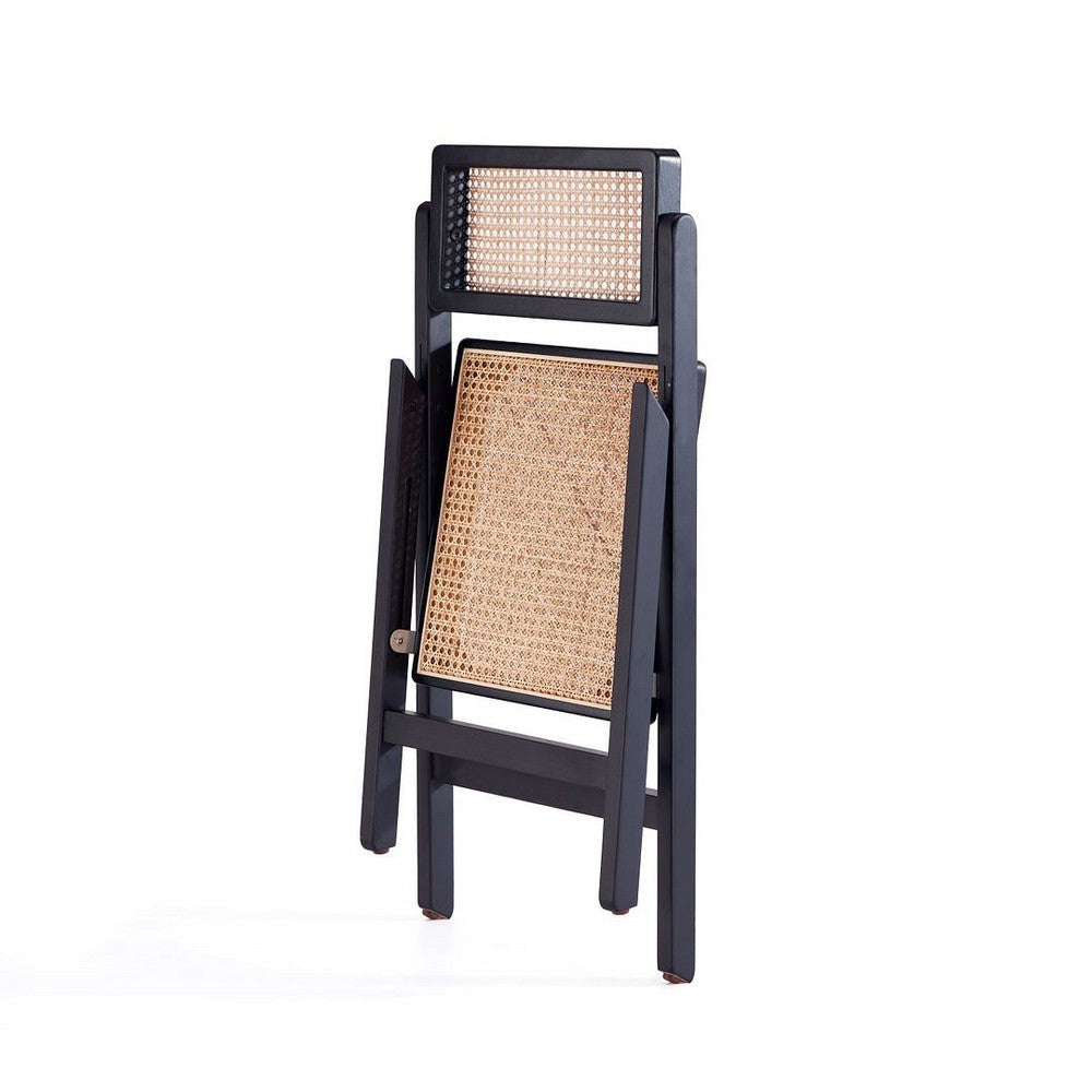Pullman Folding Dining Chair in Black and Natural Cane - Set of 2 MHC-DCCA08-BK