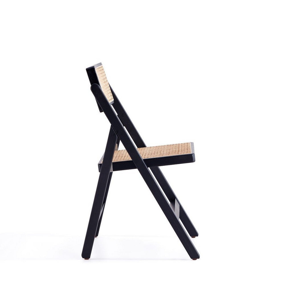Pullman Folding Dining Chair in Black and Natural Cane - Set of 2 MHC-DCCA08-BK