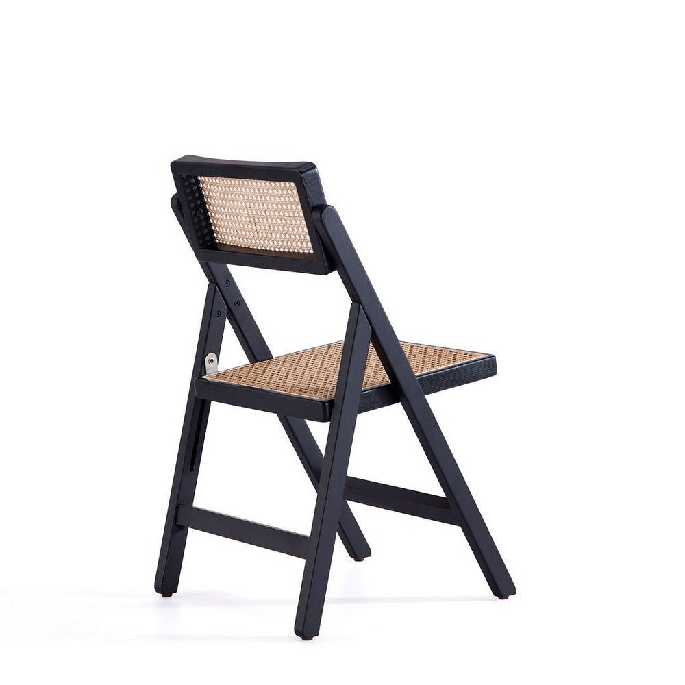 Pullman Folding Dining Chair in Black and Natural Cane - Set of 2 MHC-DCCA08-BK