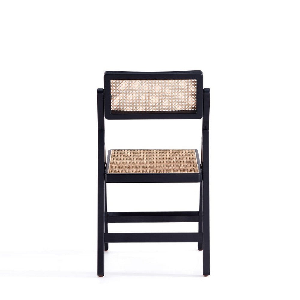 Pullman Folding Dining Chair in Black and Natural Cane - Set of 2 MHC-DCCA08-BK