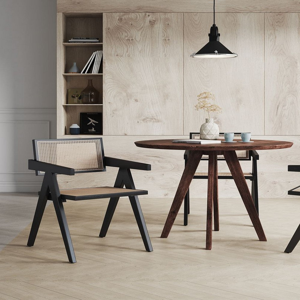 Hamlet Dining Arm Chair in Black and Natural Cane MHC-DCCA09-BK