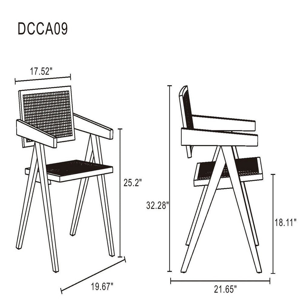 Hamlet Dining Arm Chair in Black and Natural Cane MHC-DCCA09-BK