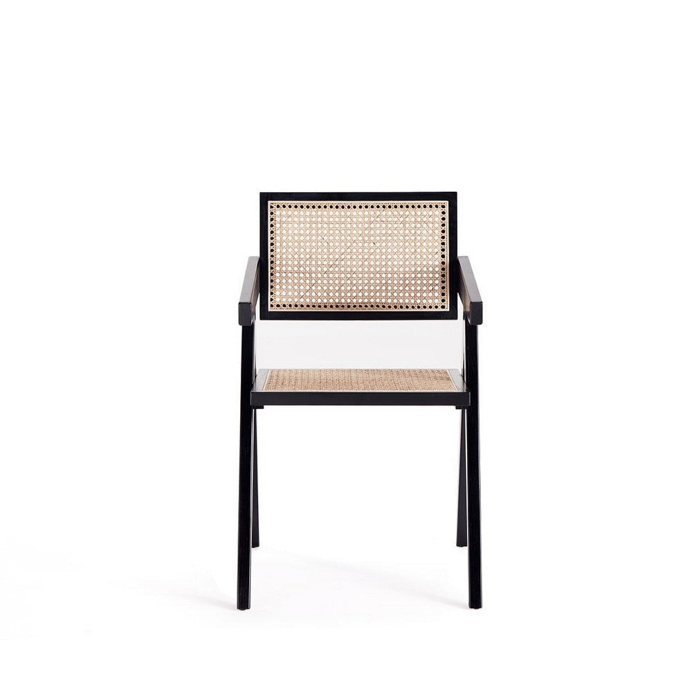 Hamlet Dining Arm Chair in Black and Natural Cane MHC-DCCA09-BK