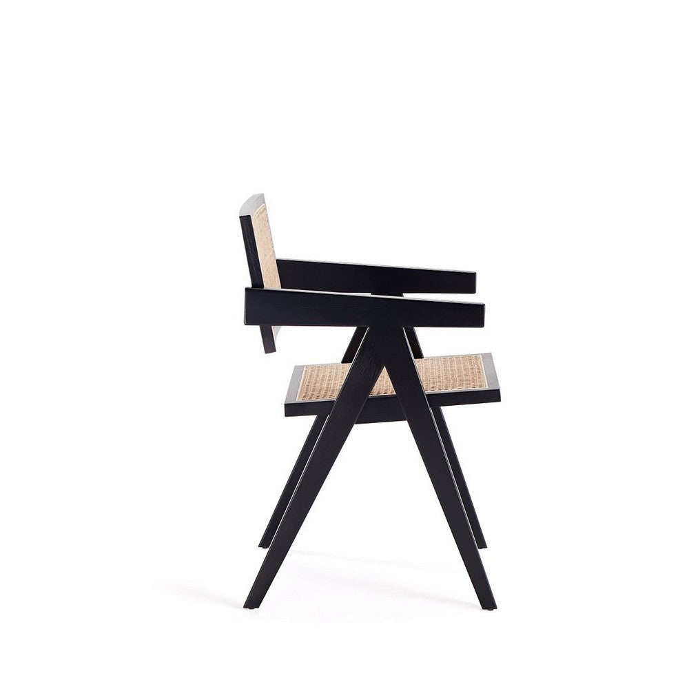 Hamlet Dining Arm Chair in Black and Natural Cane MHC-DCCA09-BK