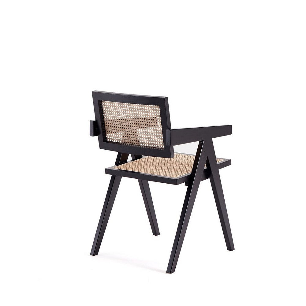 Hamlet Dining Arm Chair in Black and Natural Cane MHC-DCCA09-BK