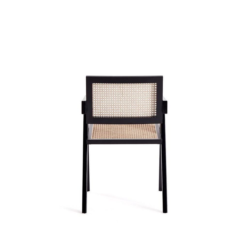 Hamlet Dining Arm Chair in Black and Natural Cane MHC-DCCA09-BK