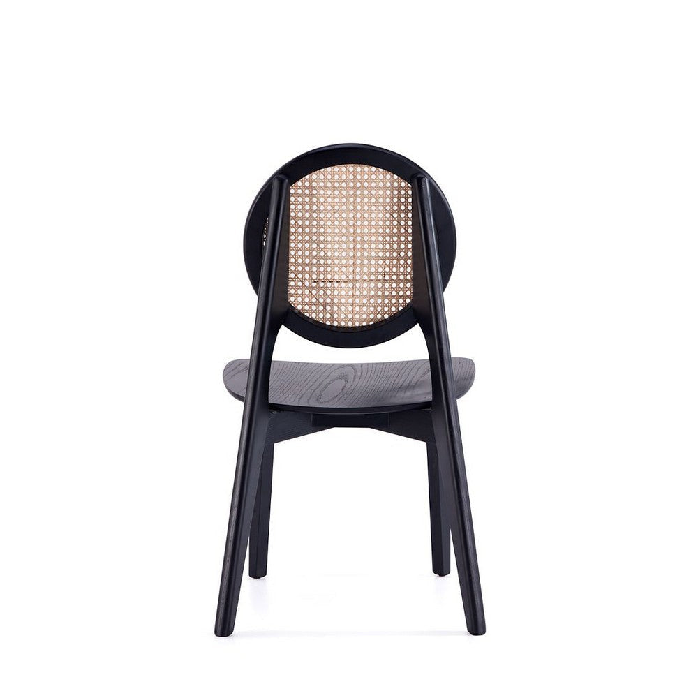 Versailles Round Dining Chair in Black and Natural Cane - Set of 2 MHC-DCCA11-BK