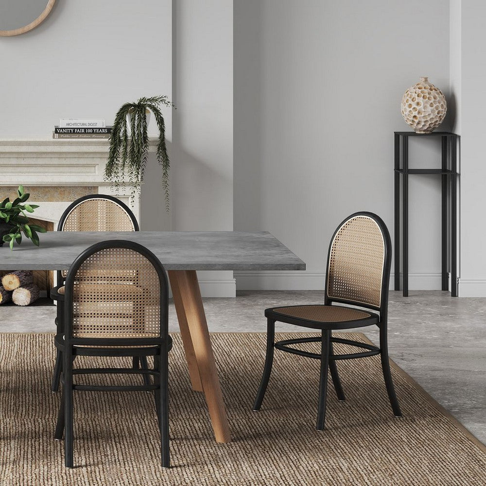 Paragon Dining Chair 2.0 in Black and Cane - Set of 2 MHC-DCCA12-BK