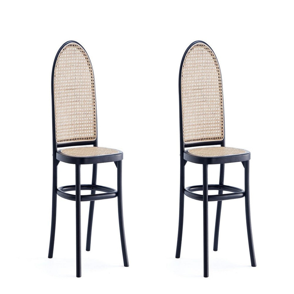 Paragon Dining Chair 2.0 in Black and Cane - Set of 2