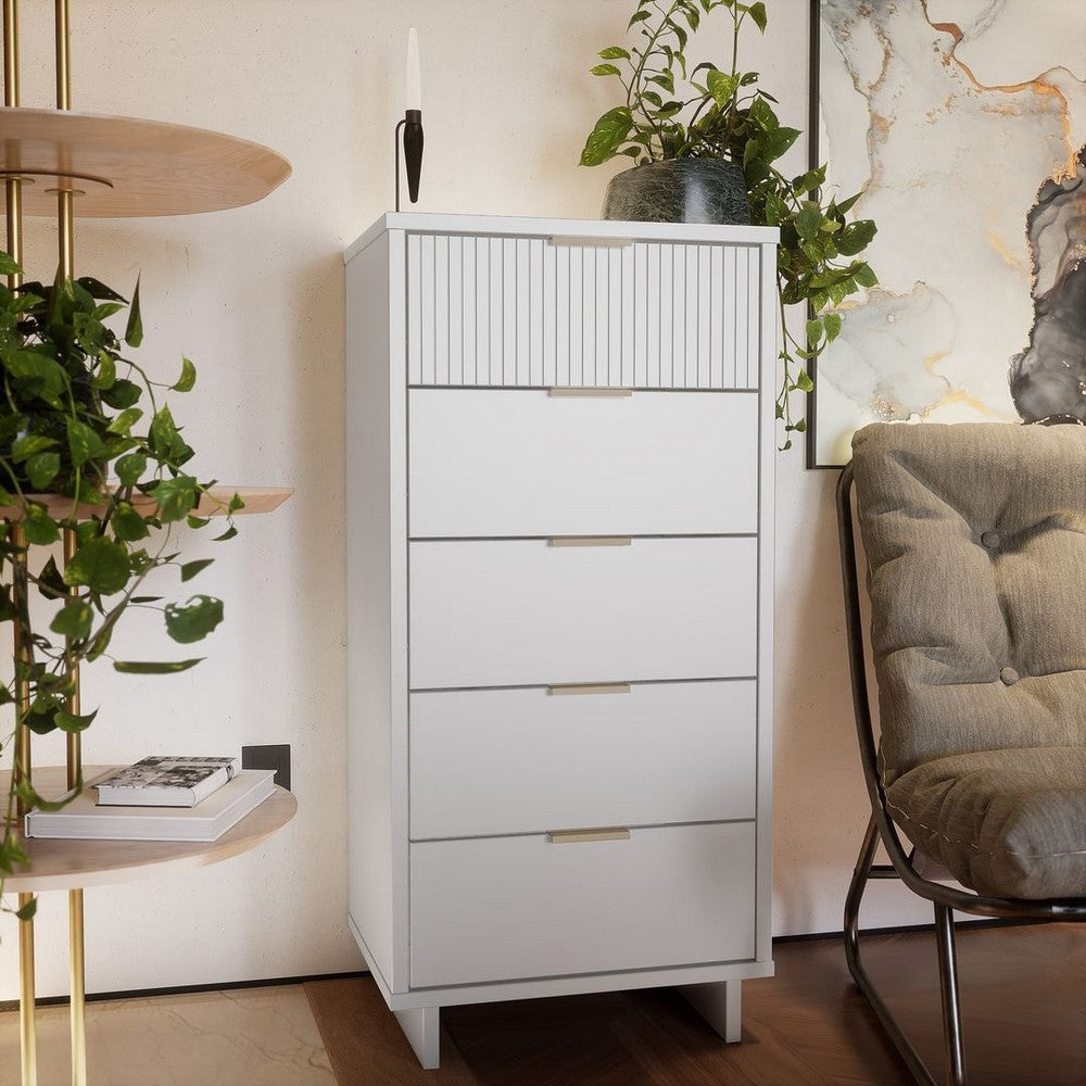 Granville Tall 23.62’’ Modern Narrow Dresser with 5 Full Extension Drawers in White MHC-DR-5001