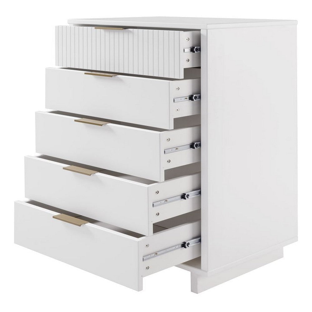 Granville Tall 23.62’’ Modern Narrow Dresser with 5 Full Extension Drawers in White MHC-DR-5001