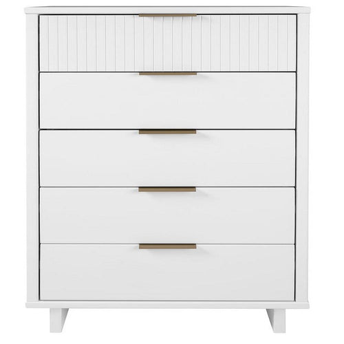 Granville Tall 23.62" Modern Narrow Dresser with 5 Full Extension Drawers in White