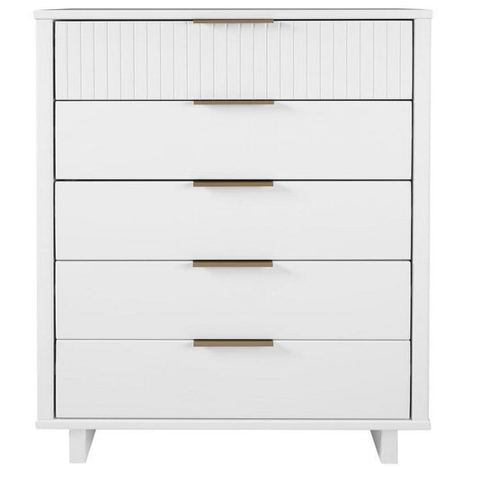 Granville Tall 23.62" Modern Narrow Dresser with 5 Full Extension Drawers in White