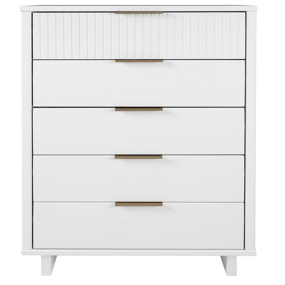 Granville Tall 23.62" Modern Narrow Dresser with 5 Full Extension Drawers in White