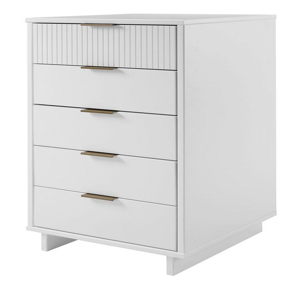 Granville Tall 23.62’’ Modern Narrow Dresser with 5 Full Extension Drawers in White MHC-DR-5001